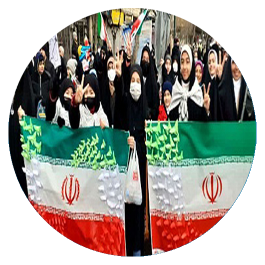 اکران نقاشی اوریگامی پرچم مقدس جمهوری اسلامی ایران در راهپیمایی 22 بهمن ماه